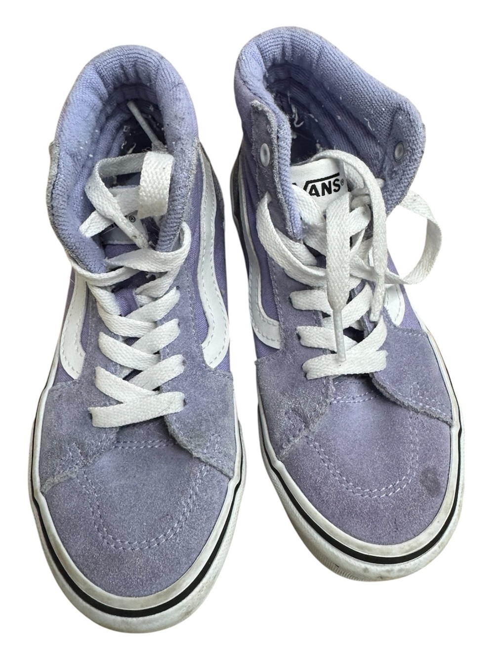 Vans Lavender Suede High-Top Sneakers with White Stripe
